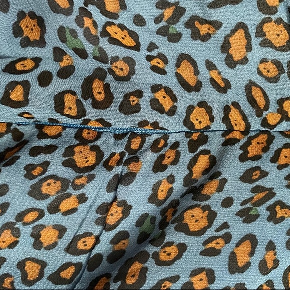 See The Shades Blue Leopard Print Boatneck Chiffon Mini A Line Dress Medium M - Picture 14 of 16